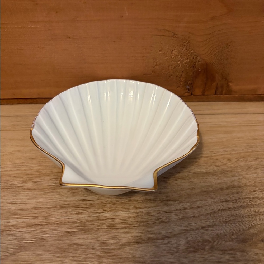 Vintage Limoges France Seashell Gold Trim Mermaidcore Trinket Bowl
